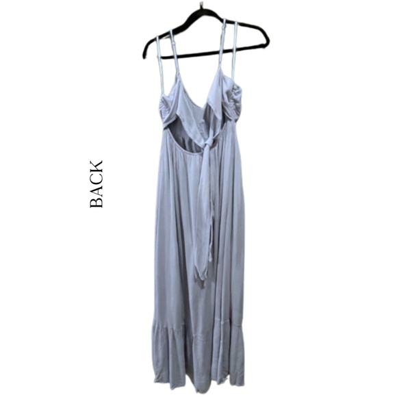 Lulu’s  Just Add Sunshine Light Blue Tie-Back Ruffled Maxi Dress SIZE SMALL - Picture 4 of 6